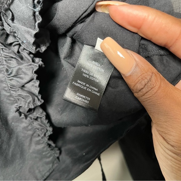 Rebecca Taylor Women Top XS Black Ruffle Trim Wrap Long Sleeve Date Night‎ - Picture 5 of 8